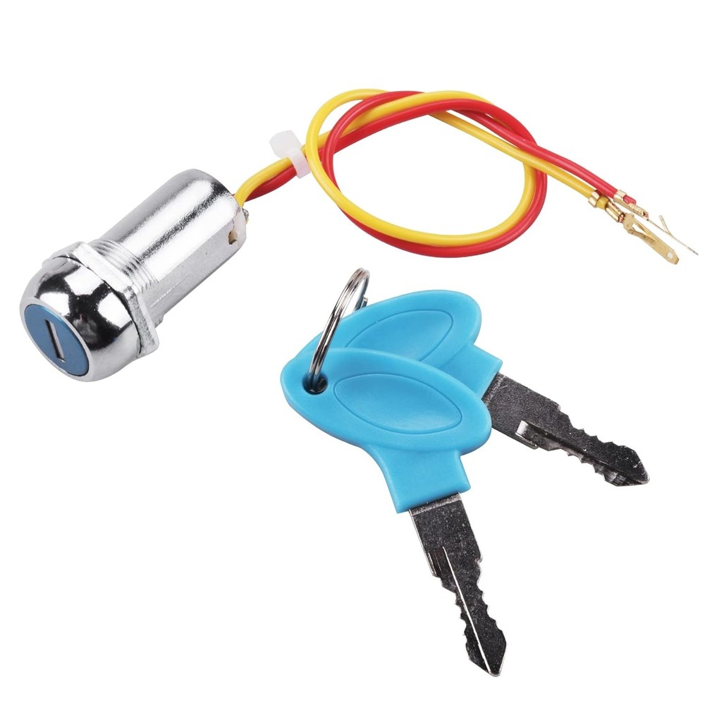 2 Pack 2 Wires Ignition Switch Key Starter with 4 Keys ​On-Off Silver