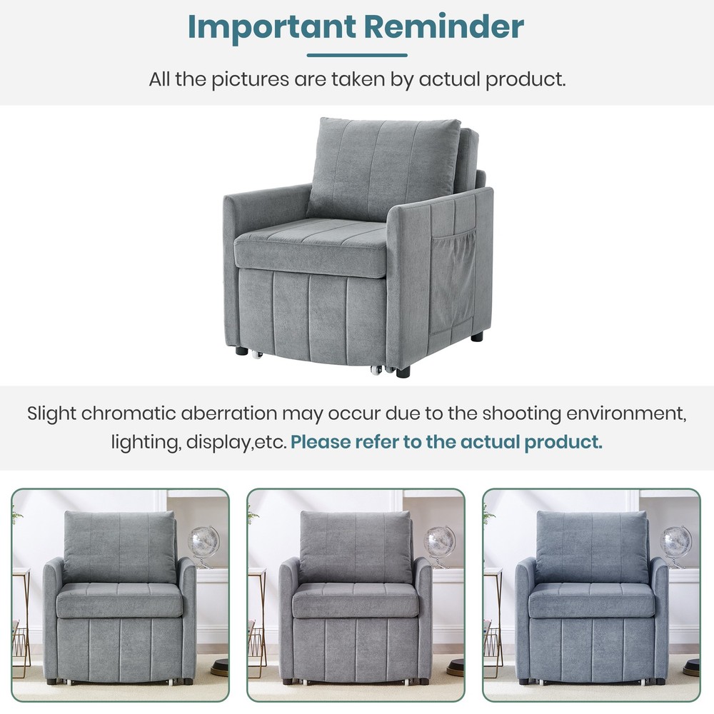 Upholstered Convertible Sleeper Sofa, 31.5" Pull Out Sofa Bed with 5-Position