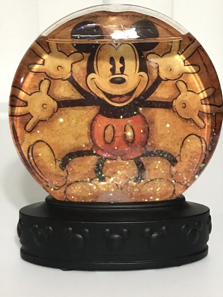 Disney Parks Mickey Mouse Flat Glitter Snow Globe