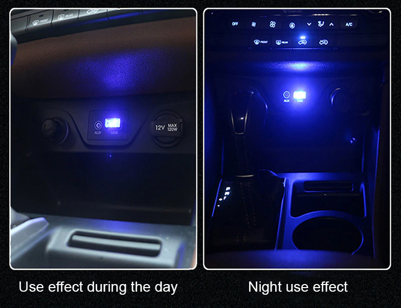 Mini Blue LED USB Car Interior Light Neon Atmosphere Lamp Multi-Purpose 3-Pcs