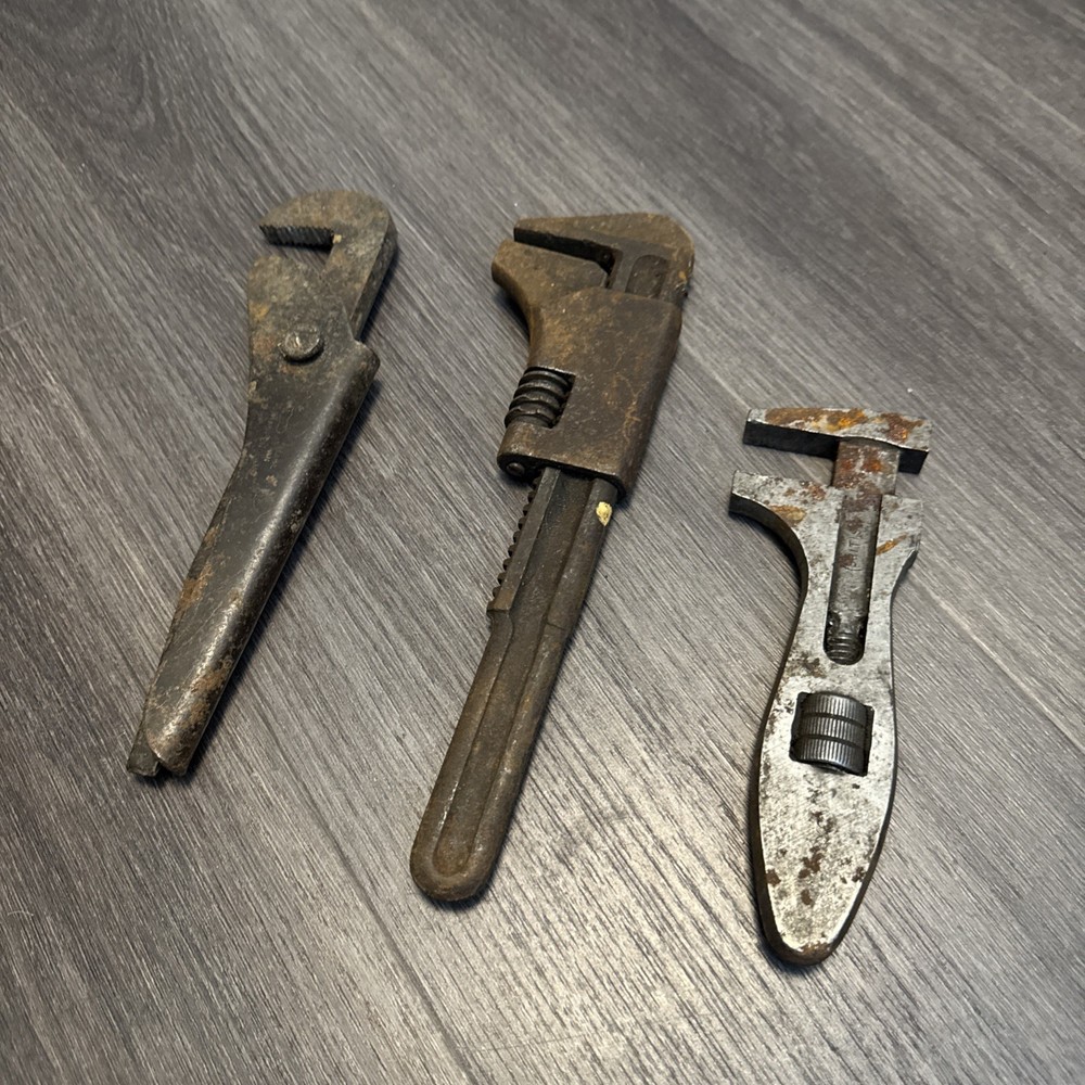 3 Vintage Adjustable Spanners /wrenches
