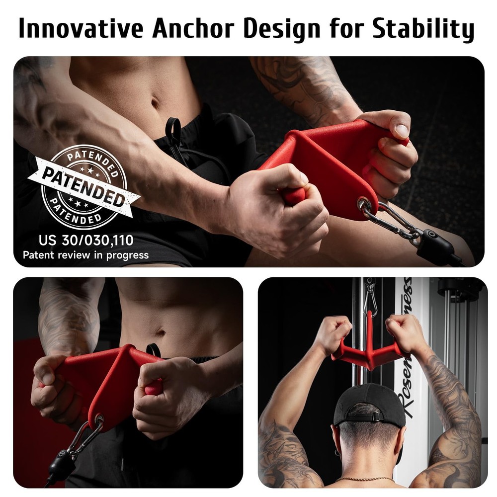 MOST GRIP LAT Pull Down Bars Set, Triangular Stability Pulldown Ruby Red