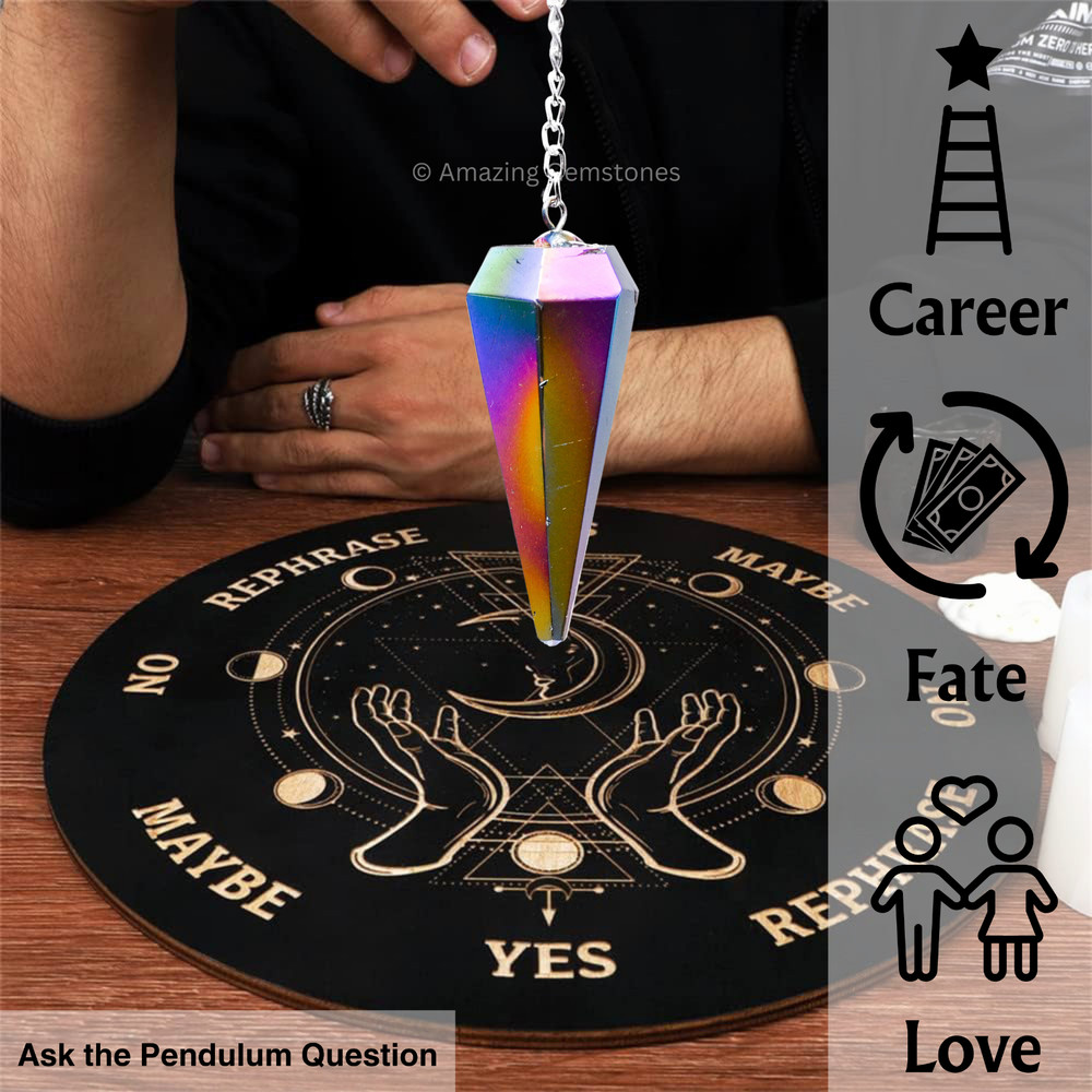 Titanium Aura Quartz Dowsing Crystal Pendulum