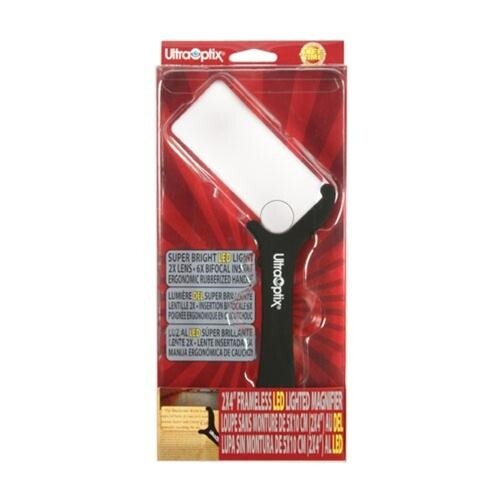 2x4 Frameless LED Light Magnifier 2X + 4X Bifocal Quality US Reading UltraOptix