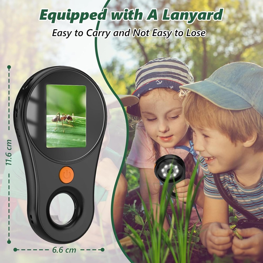 Portable Microscope with 8 LEDs 500x Mini Microscope with Optical Magnifier Gift