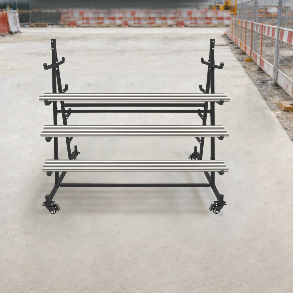 5 Tier Iron Horizontal Lumber Storage Rack Storage Rolling Triangle Rack 500LBS