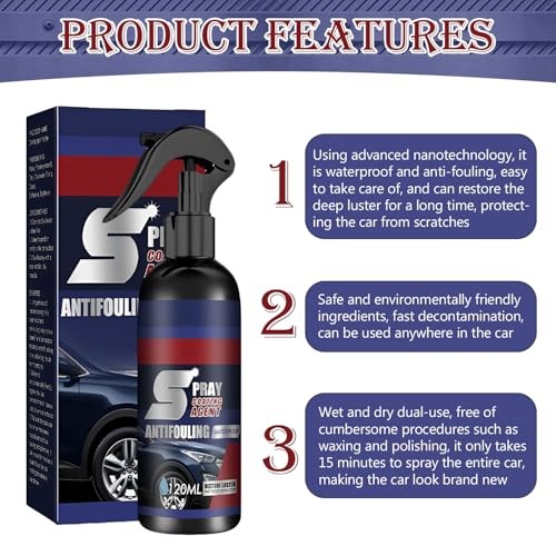 2Pcs Multi-Functional Coating Renewal Agent, 3 in 1 Ceramic Car Coating Spray,