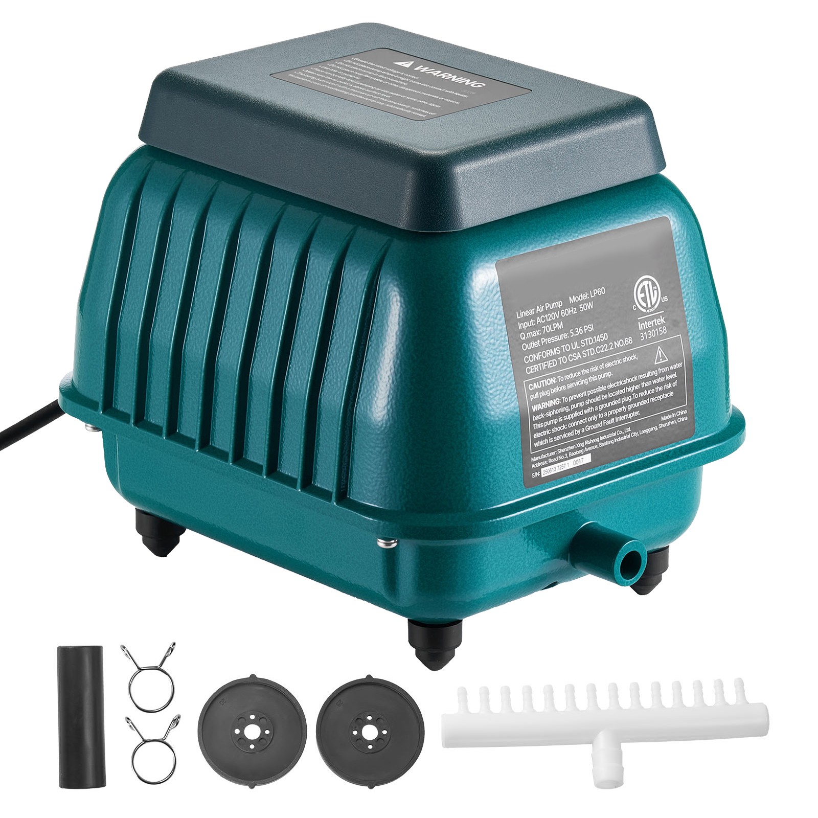 Uimoso Linear Air Pump for Septic Systems & Deep Pond Aeration 1110 GPH Capacity