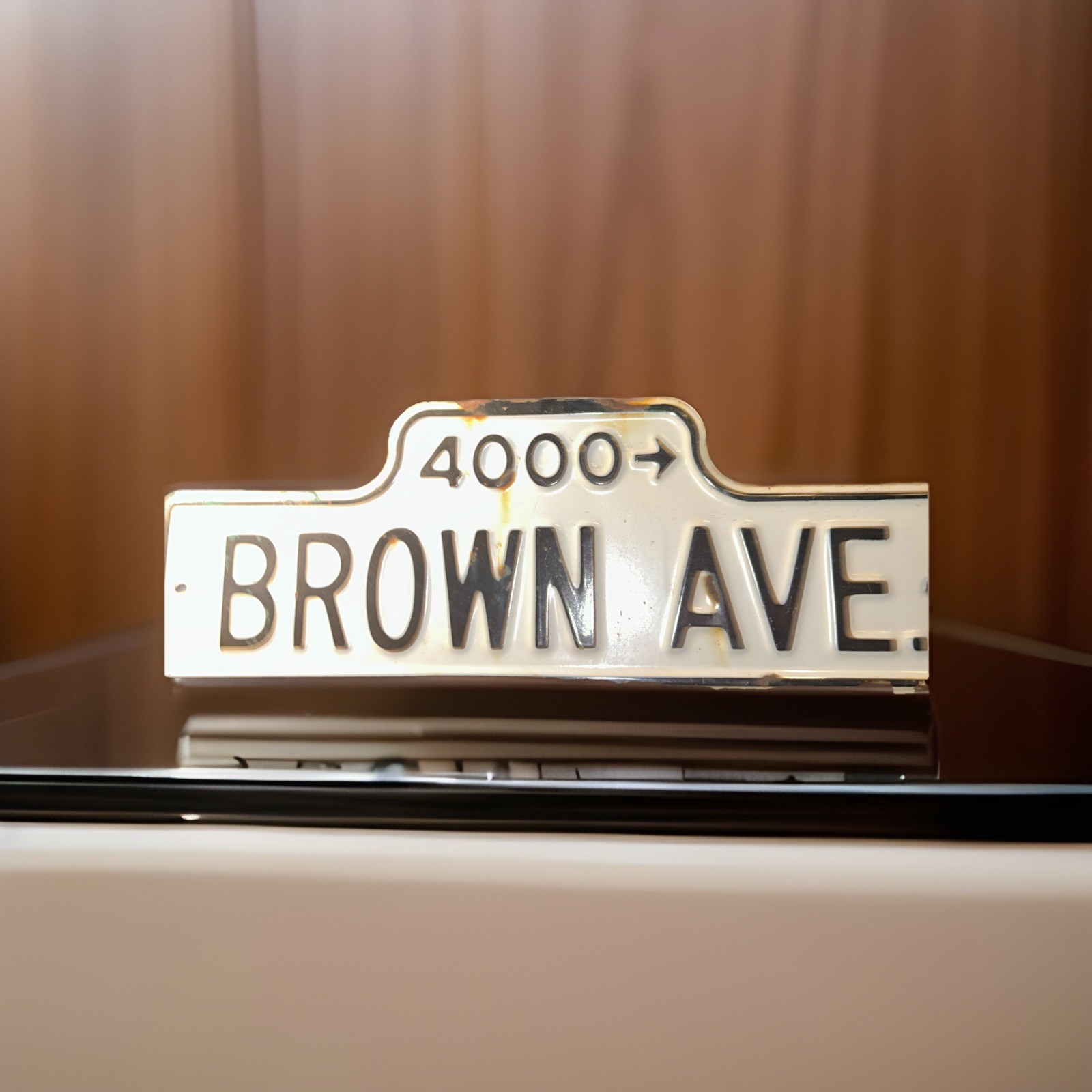 Brown Ave 4000 Street Sign Vintage