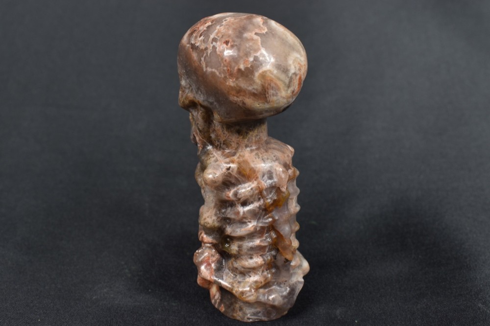 Mixed Agate Jasper Skeleton Carving, 367g / 4” Tall