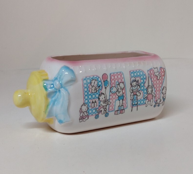 Ceramic Baby Bottle Planter Vase Decor