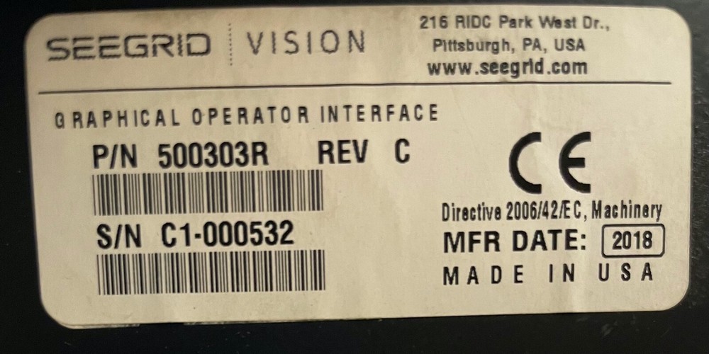 Seegrid GT10 Interface Module Controller 500303R REV C SN: C1-000532