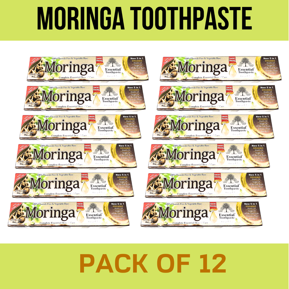 12 PACK- MORINGA Toothpaste, Natural & Organic, Fluoride Free & Vegetable Base