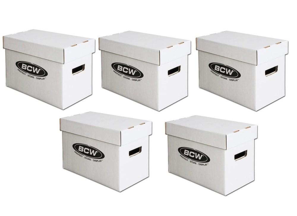 BCW Short Comic Book Storage Box - 5 pack Stackable, Durable 200 lb. Strength