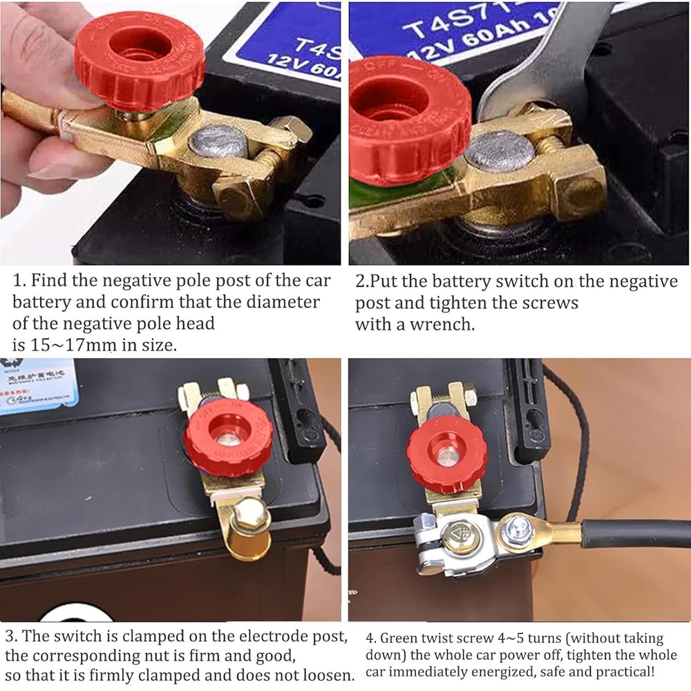Top Post Battery Disconnect Switch - Quick Cut Off Red