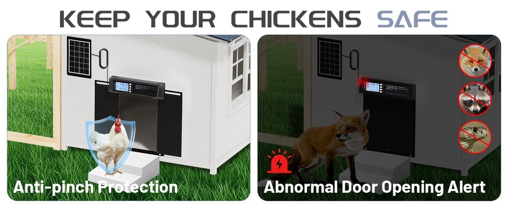 Extra Large Horizontal Opening Automatic Chicken Door W/ Timer & Remote Control