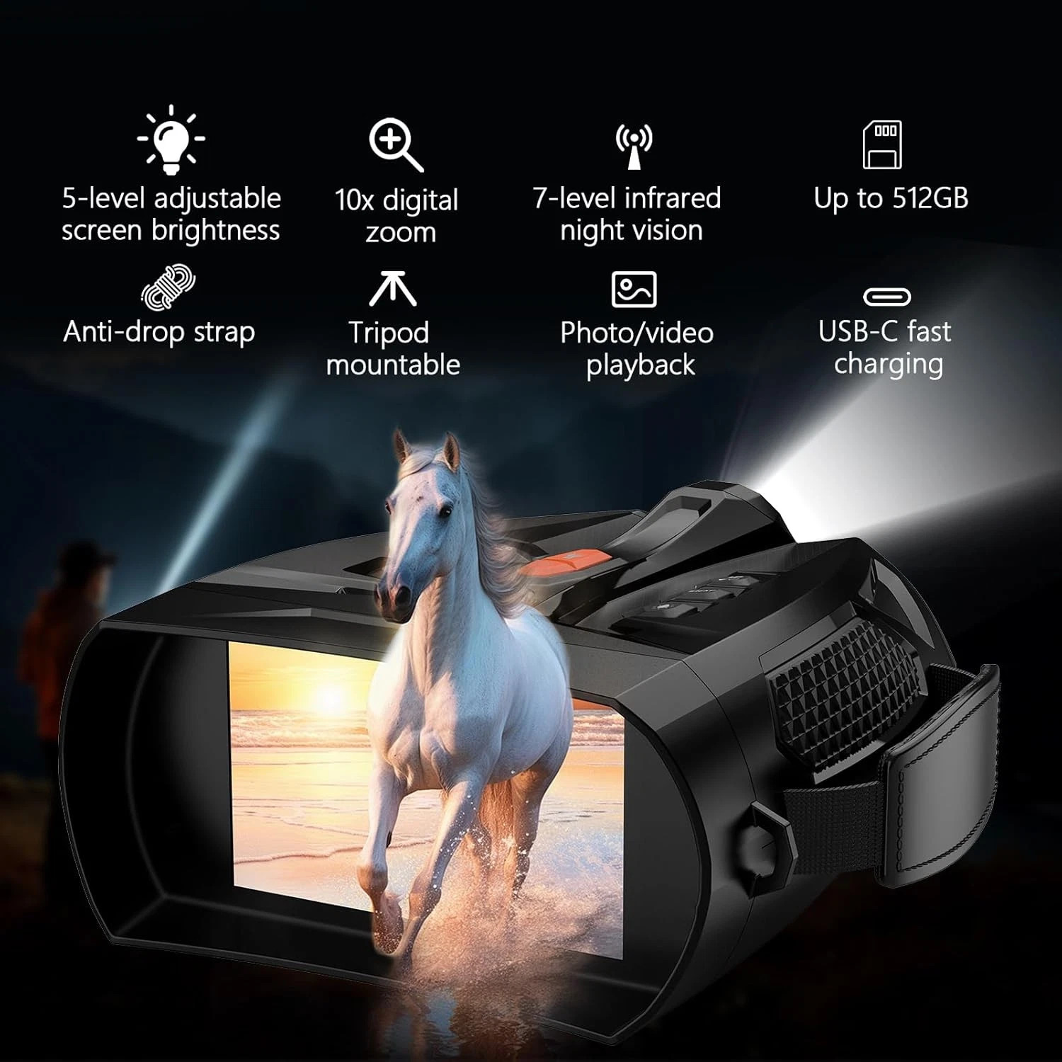 🥇Night Vision Goggles, 4K Night Vision Binoculars 5000mAh Charging Battery 32GB