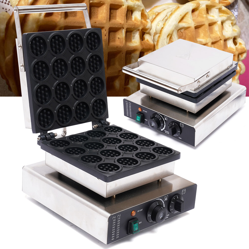Electric Mini Belgian Waffle Maker Nonstick 16-Grid Round Waffle Baking Machine