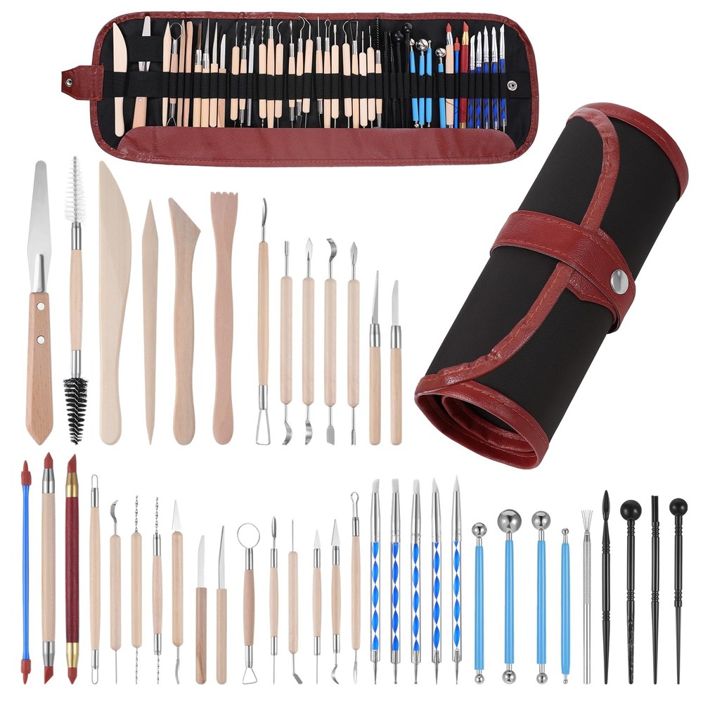 43 Pcs Pottery Tools for Sculpting Double Sided Ceramic Clay multicolor