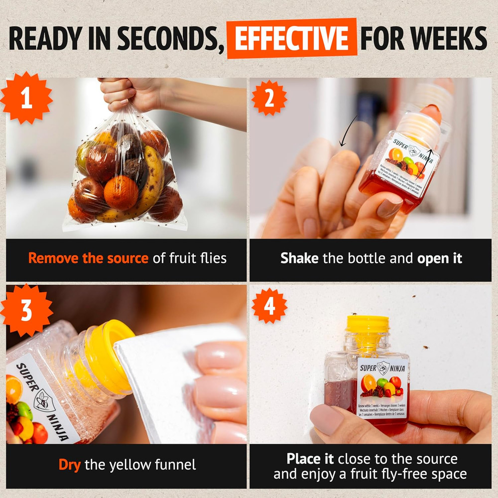 Fruit Fly Traps for Indoors - 4 Pack, Highly Effective Fruit Fly Catcher for Ind