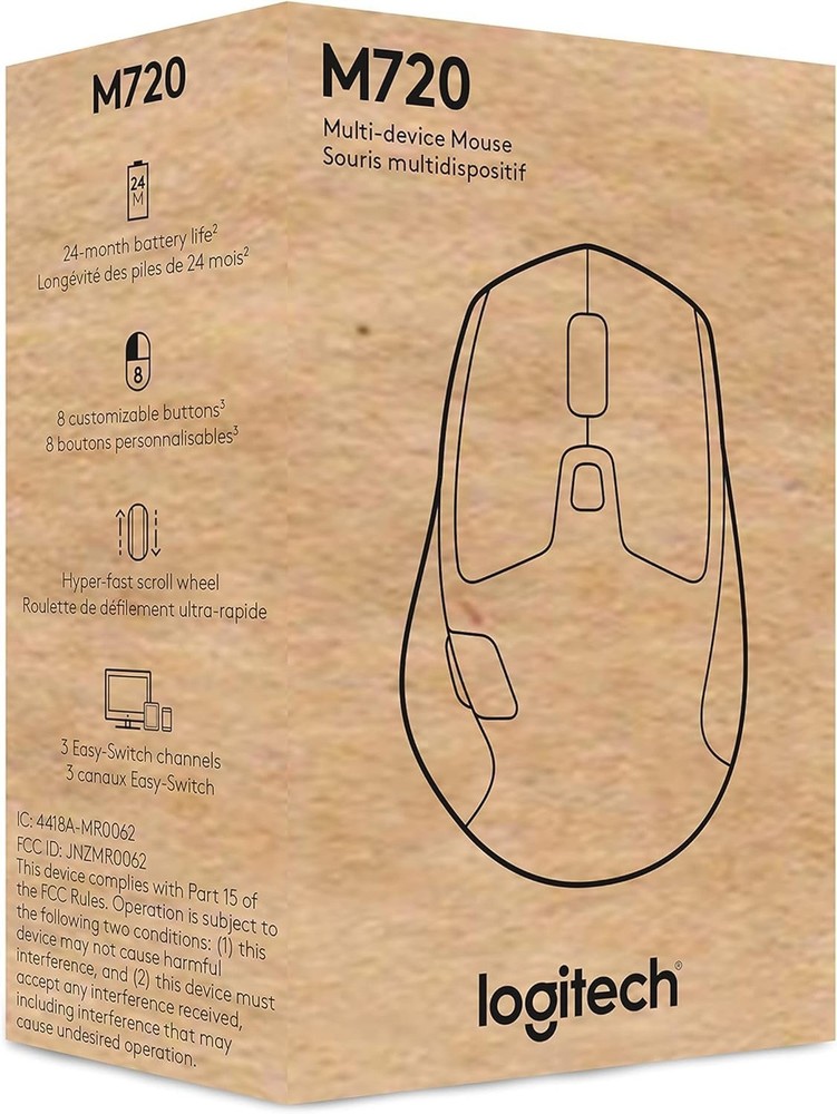 Logitech M720 Triathlon Multi-Device Wireless Mouse, Bluetooth, USB Unifying ...