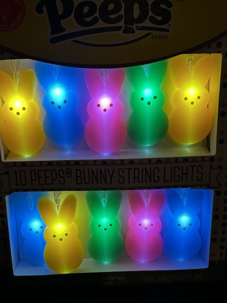 Peeps Bunny String Lights LED New Easter Indoor Battery Decor
