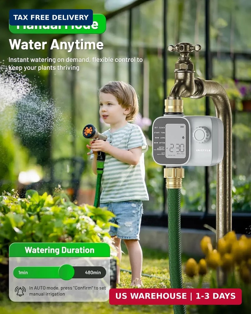 [2026 Upgrade] Sprinkler Timer with Brass Inlets & Outlets, Unistyle Programmabl