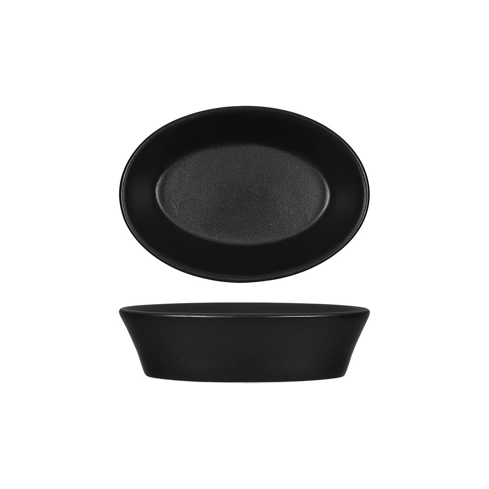 Tuxton China Inc DBK-100 Forge 10 fl. oz. Black Stackable Baking Dish - 1 Doz