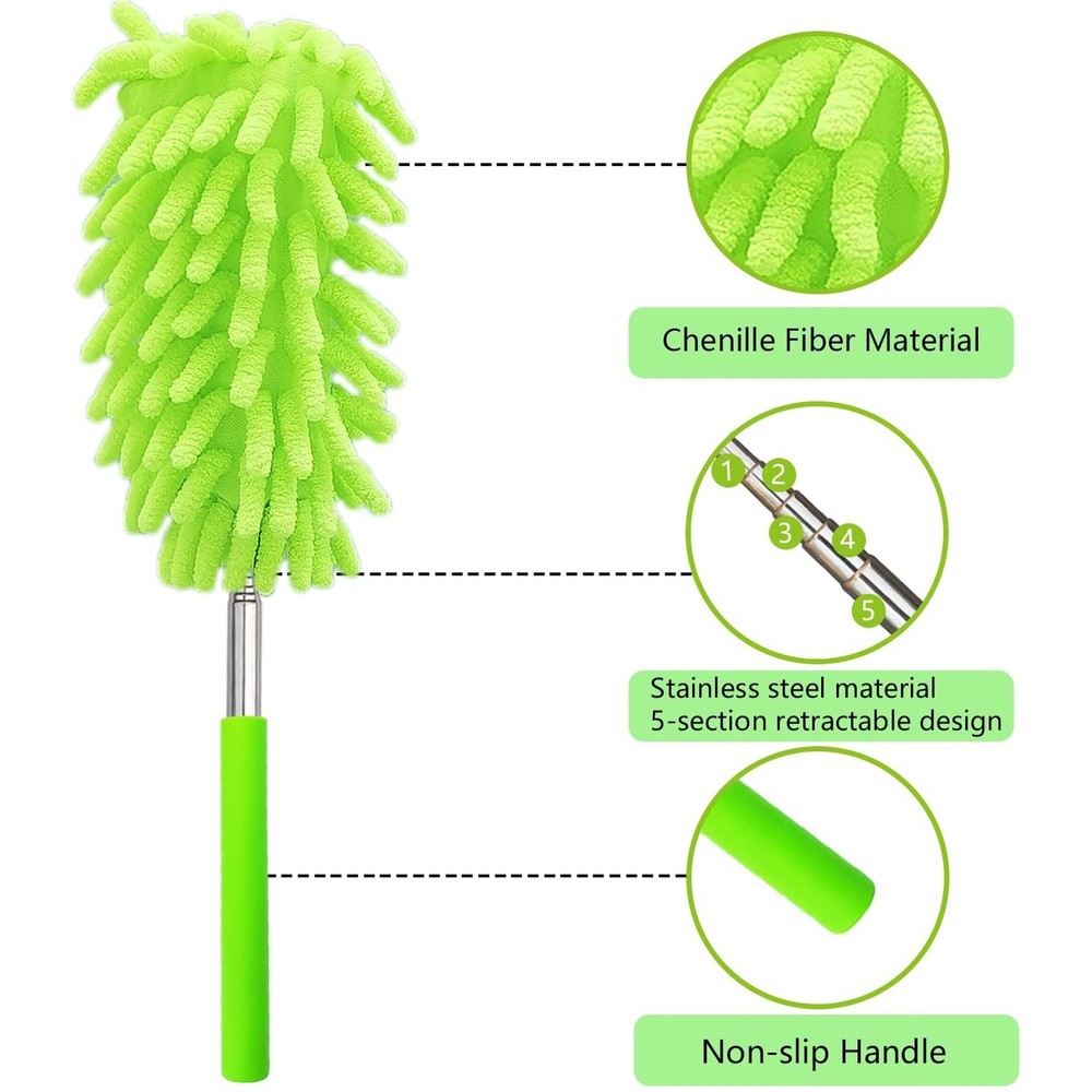 2 Pack Extendable Microfiber Feather Duster for Cleaning, Washable Dusters, U...