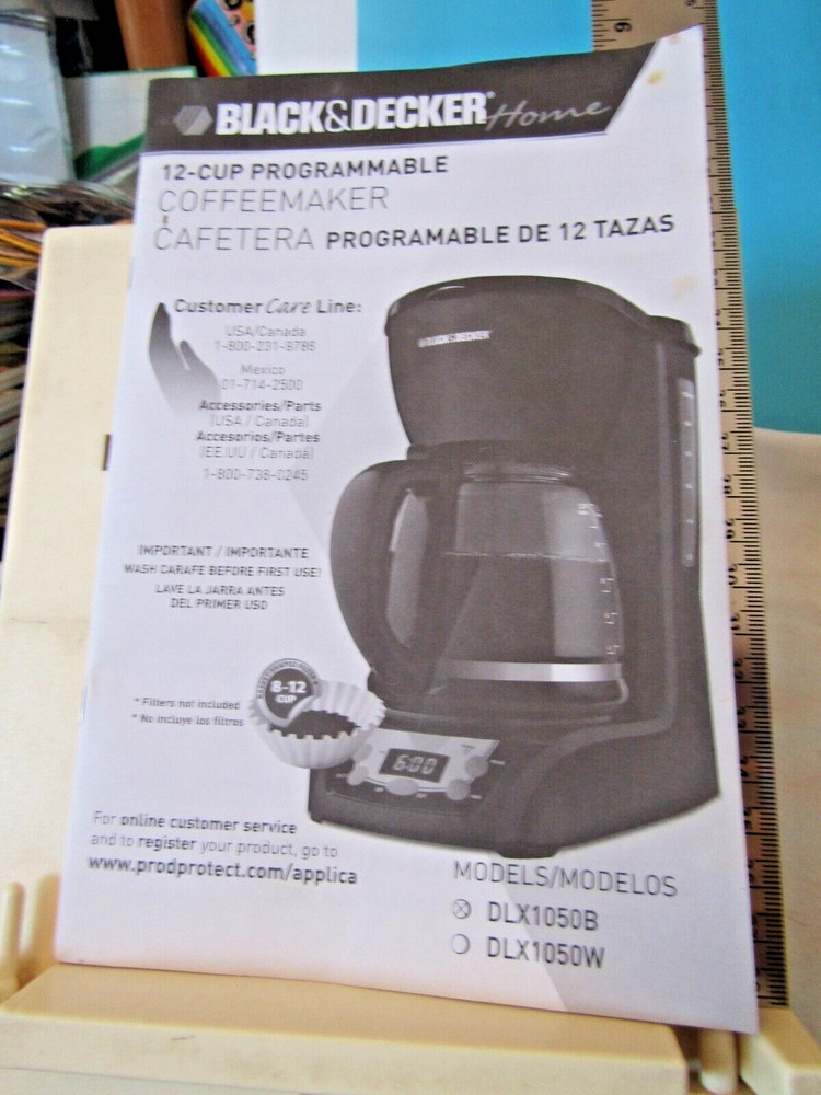 Black+Decker DLX1050B 12-Cup Programmable Coffeemaker Manual ONLY instructions