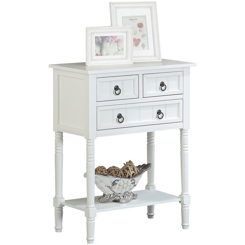 Pemberly Row Transitional Console Table in White Wood Finish