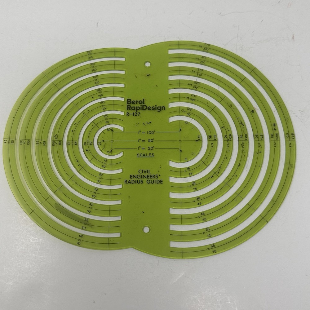 Rapidesign R-127 Civil Engineers Radius Guide Template Drafting Tool VG