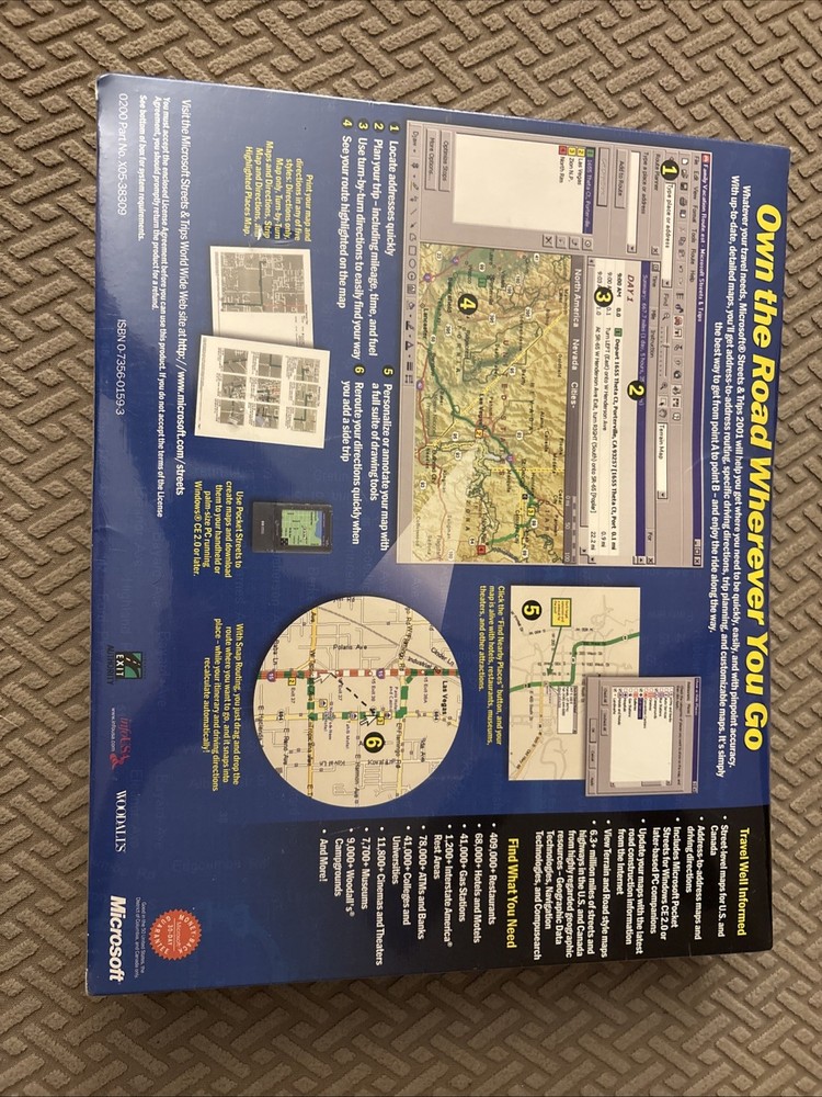 Vintage New Sealed Microsoft Streets & Trips 2001 PC Software Program