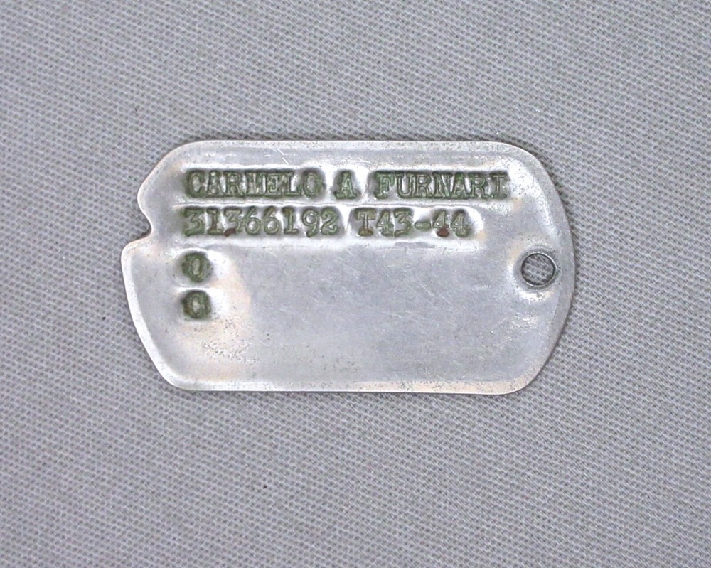 1944 DOG TAG for Carmelo A. Furnari - Original