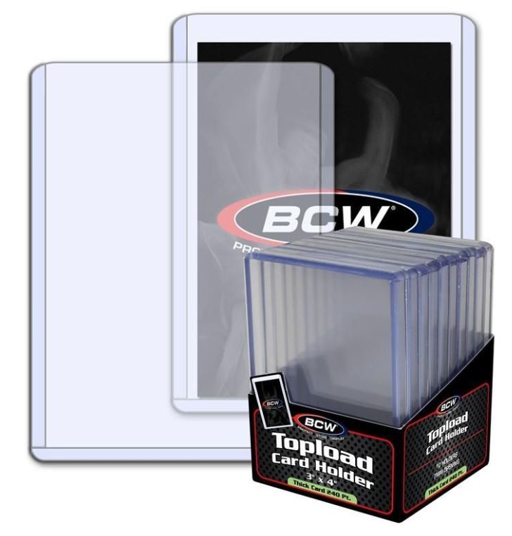 (10-Pack) BCW Super Thick Toploaders Trading Card Holders 240pt 7mm Jersey Patch