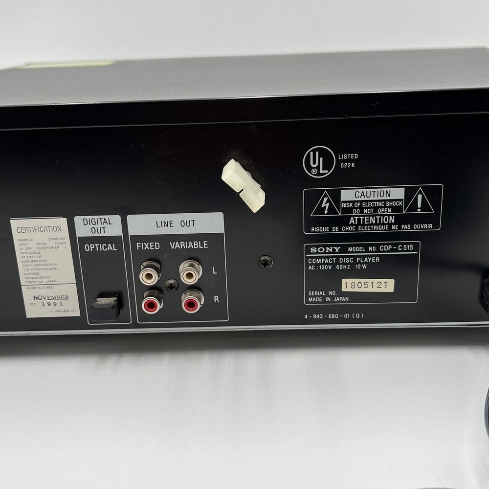 Sony CDP C515 Disc Player Tested Works - Black