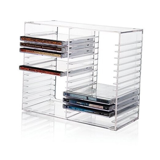 Stackable Clear Plastic CD Organizer with Rubber Feet | Rectangular Jewel