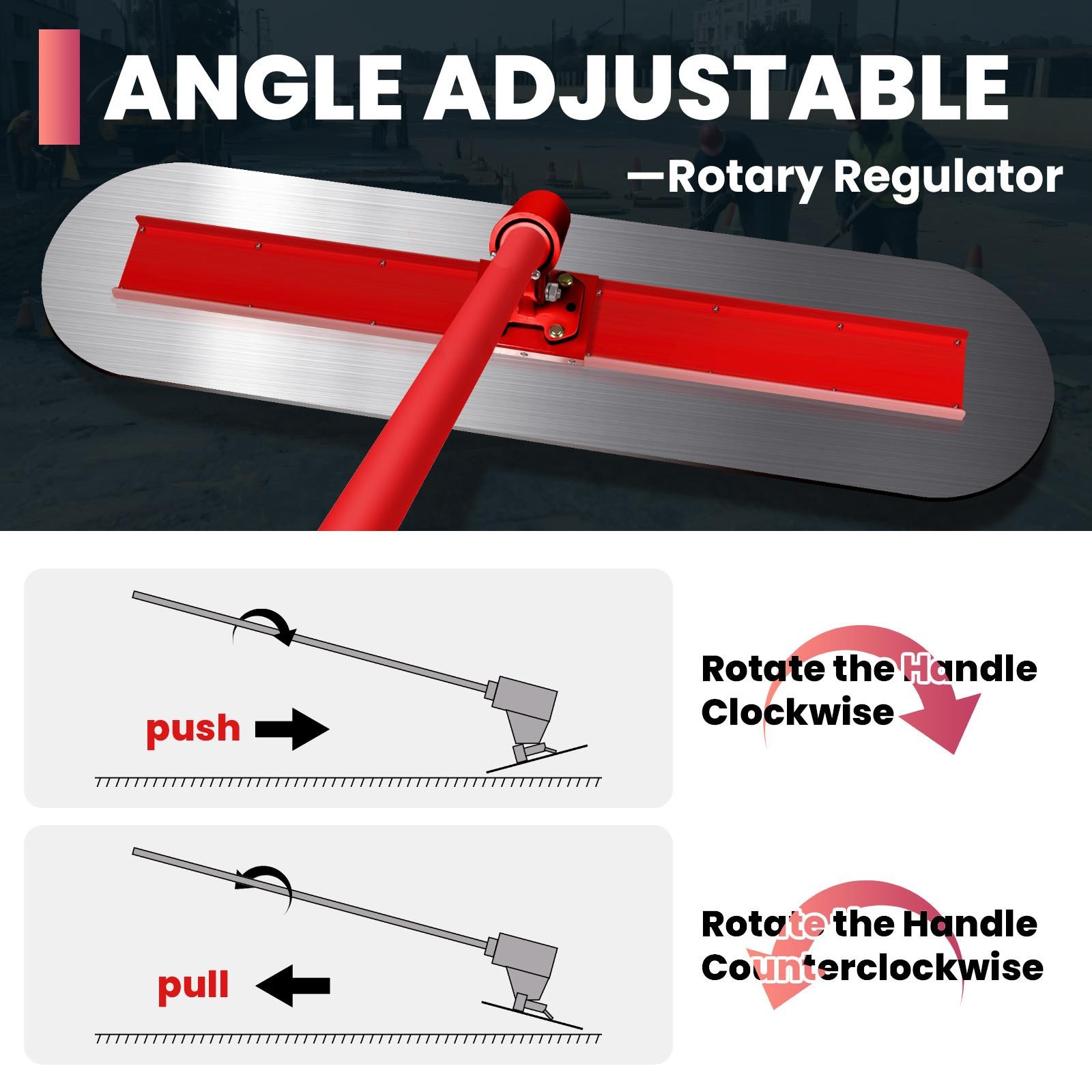 48"x12" Bull Float Concrete Tools Cement Trowel Finishing Tool w/ Bracket Handle