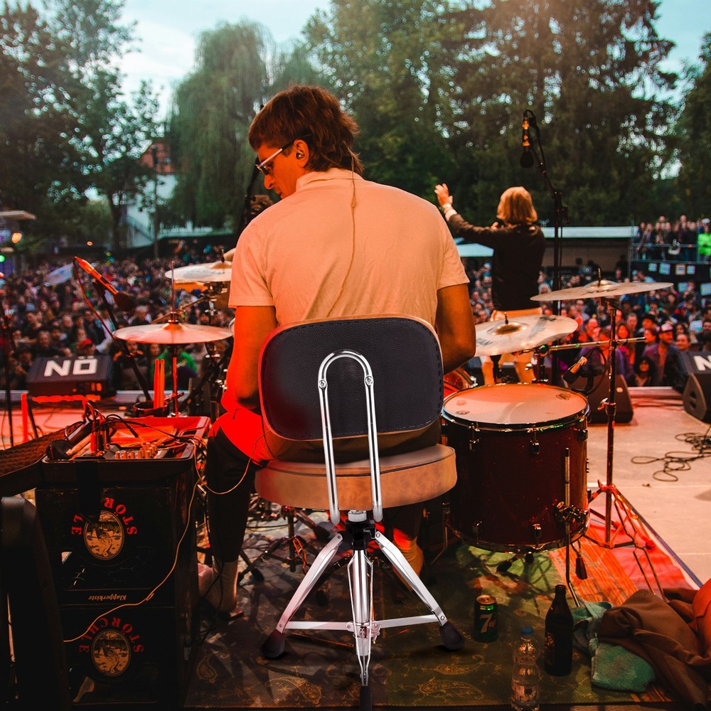 Drum Throne with Backrest, Height Adjustable Padded Seat Drum Stool