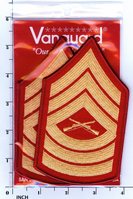 USMC Marines FEMALE Master Sergeant Chevrons MSgt E8 gld/red PATCH set for Blues