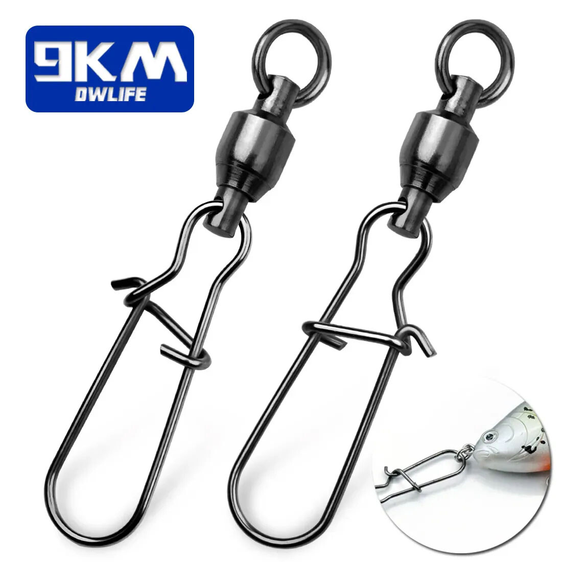 20~100Pcs Ball Bearing Swivels Snap with Duo Lock Snap Fishing Tackle 22LB~276LB