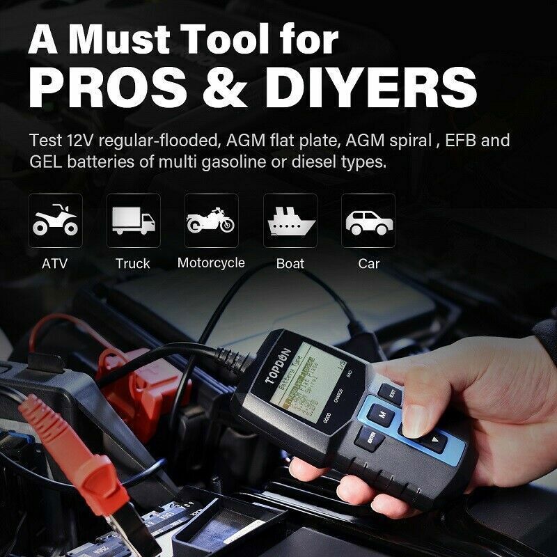 TOPDON Battery Tester Cranking Charging System Battery Analyzer with Printer