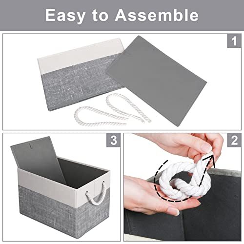 Storage Bins [3-Pack], Foldable Storage Baskets for 3Pack White & Grey