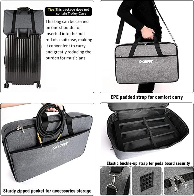 Ghost Fire Guitar Pedalboard with Large Capacity Storage Bag
