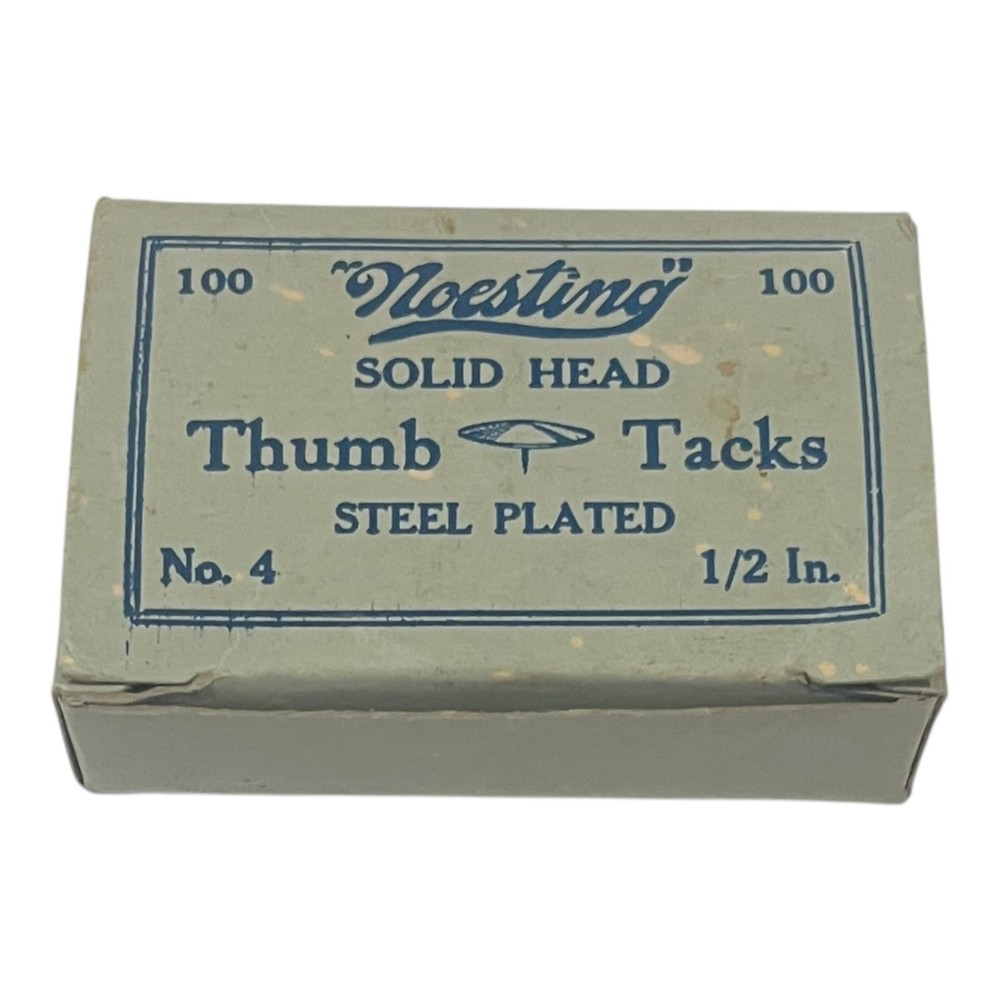 NOESTING No. 4 Solid Head Steel Plated Thumb Tacks 86 Tacks - Vintage