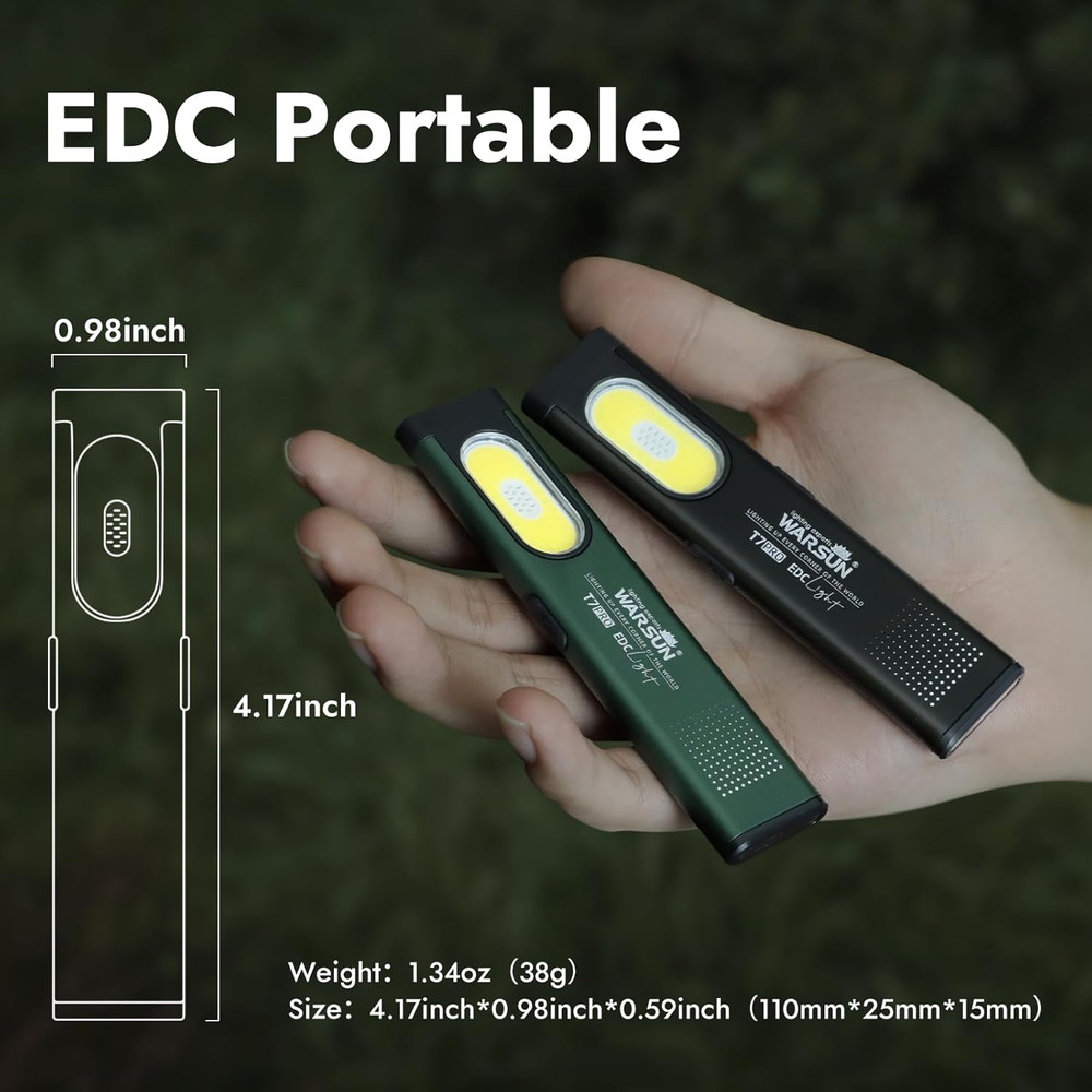 WARSUN T7PRO EDC Flashlight, Compact Multi-Mode Pocket LED Flashlight, USB-C Rec