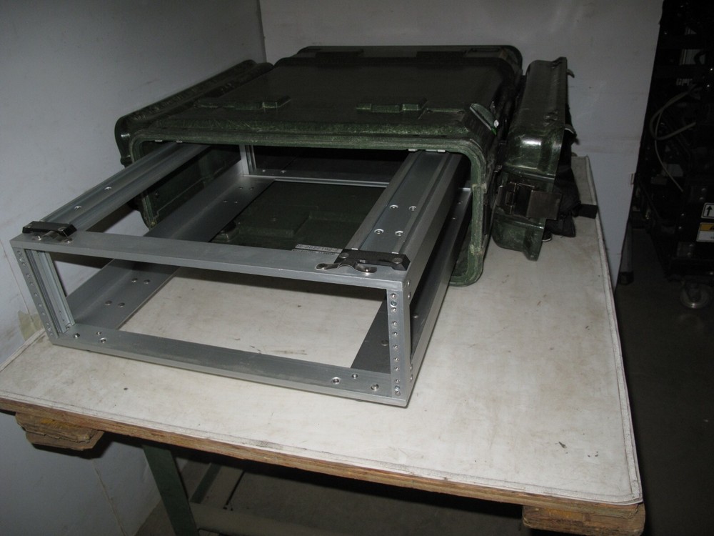 Rackmount 03U x24 General Dynamics Slide Out Composite Rack ShockMount Hard Case