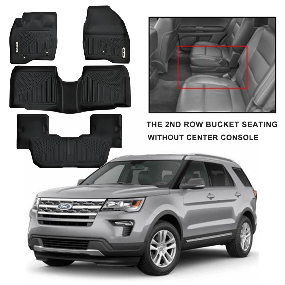 For 2015-2019 Ford Explorer All Weather 3D Molded Floor Mats Carpet Liner TPE