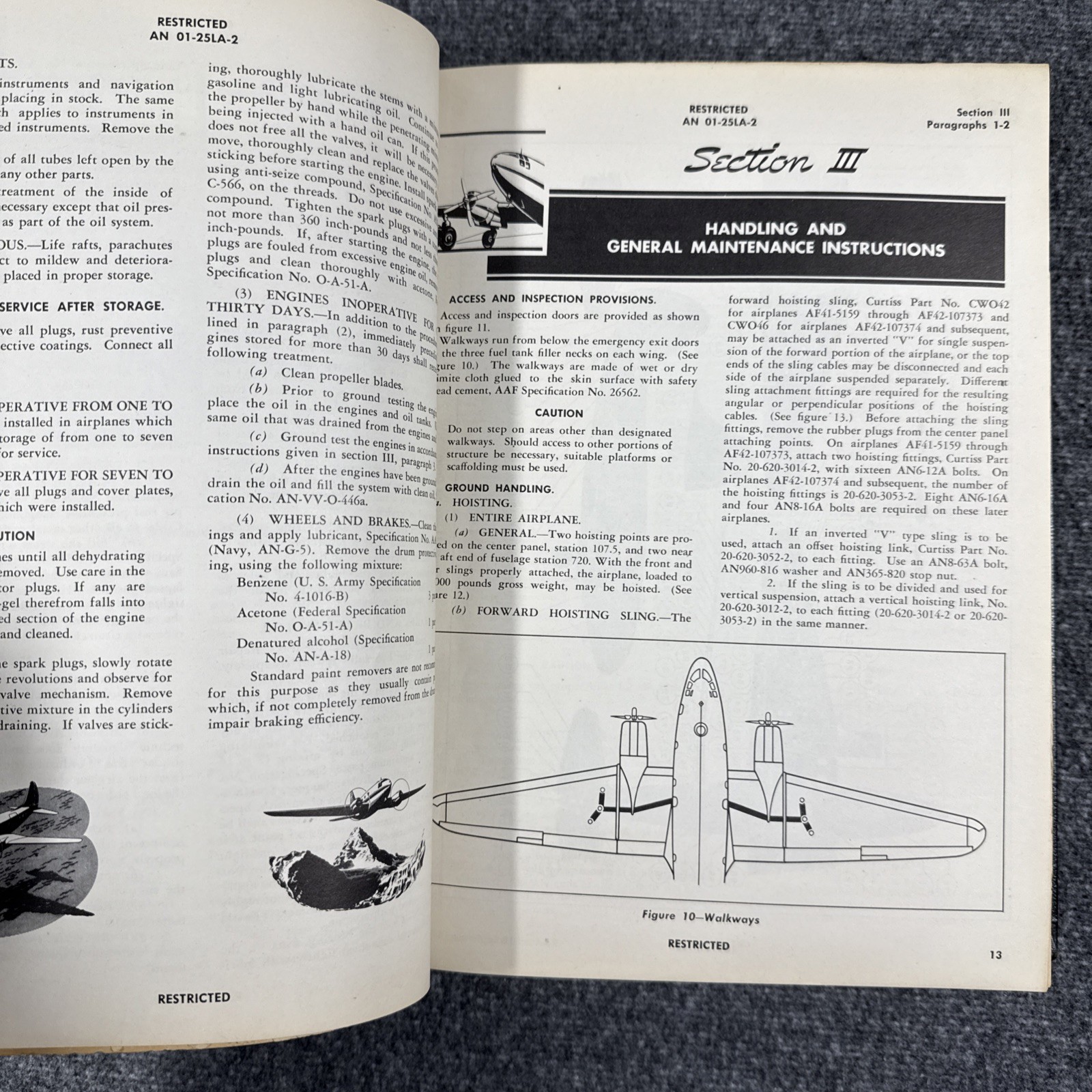 Rare 1945 A.A.F. Publications AN 01-25LA-2 Air Force Aircraft Maintenance Manual