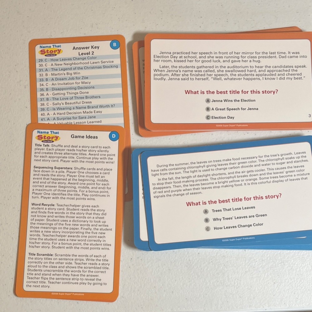 Super Duper Publications Name That Story Fun Deck Decoder FD100 Grades 3-8